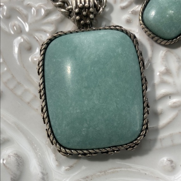Lucky Brand Elegant Silver and Turquoise Jewelry Necklace Bracelet Set Vintage - Picture 3 of 12